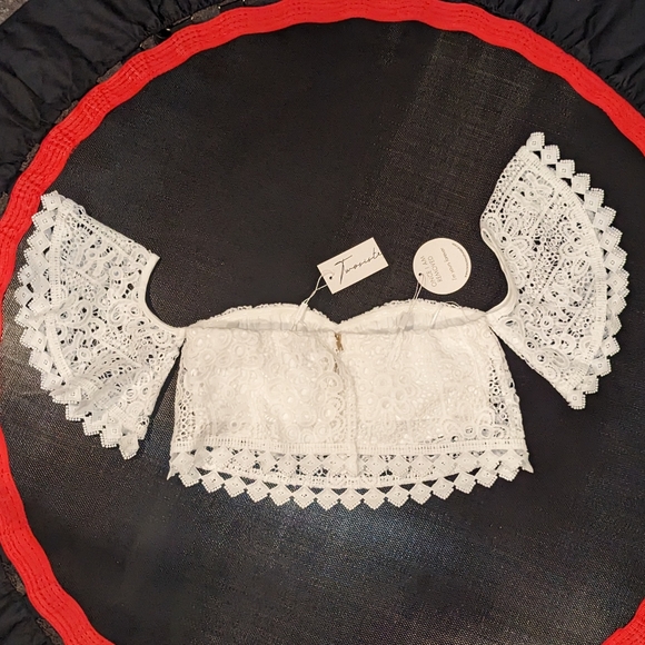 Two Sisters Celine Top White Size 4 Off The Shoulder - Picture 10 of 12